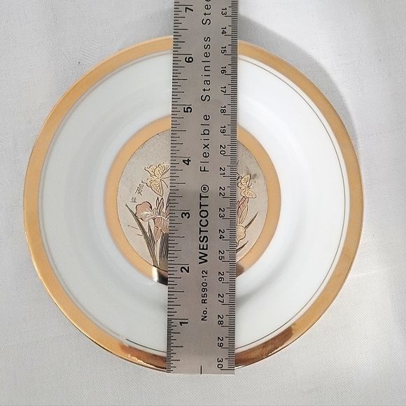 The Art of Chokin dish, 24K trim, 6 1/2"  Japan - Picture 10 of 12